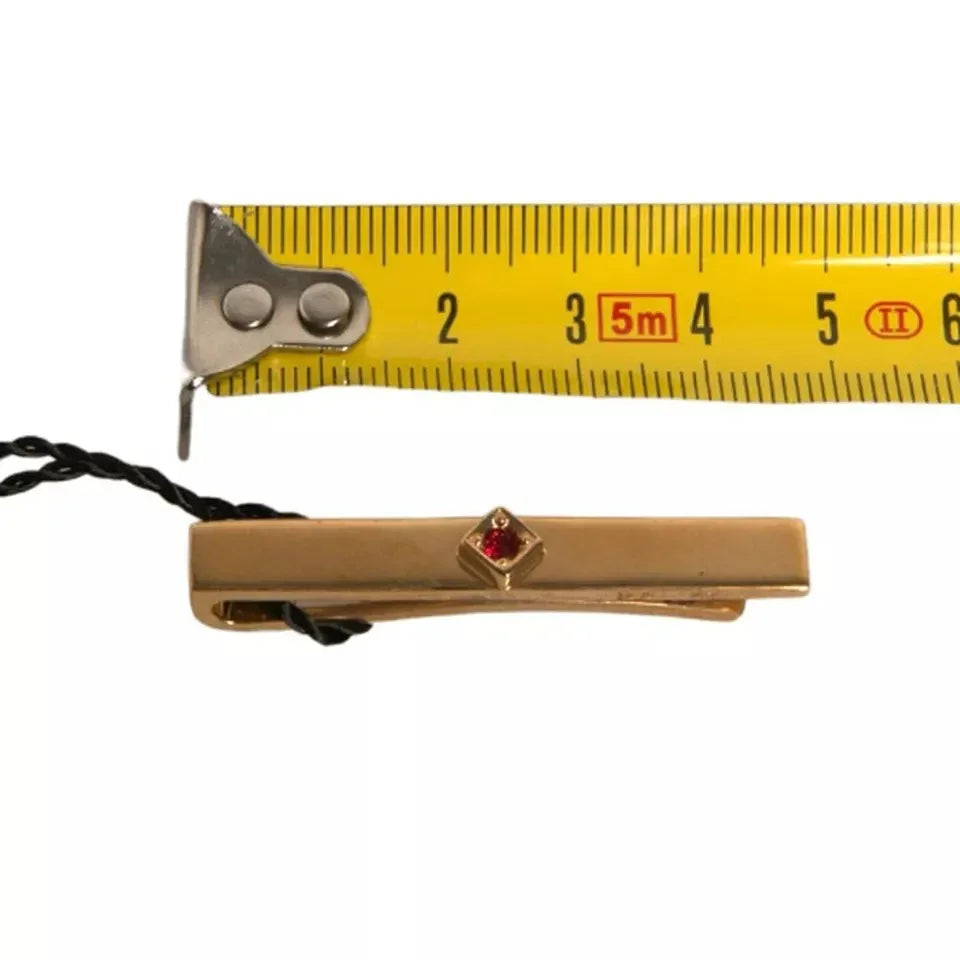 Dolce & Gabbana Gold Tone Brass Crystal Branded Tie Clip Bar - Zeiniez