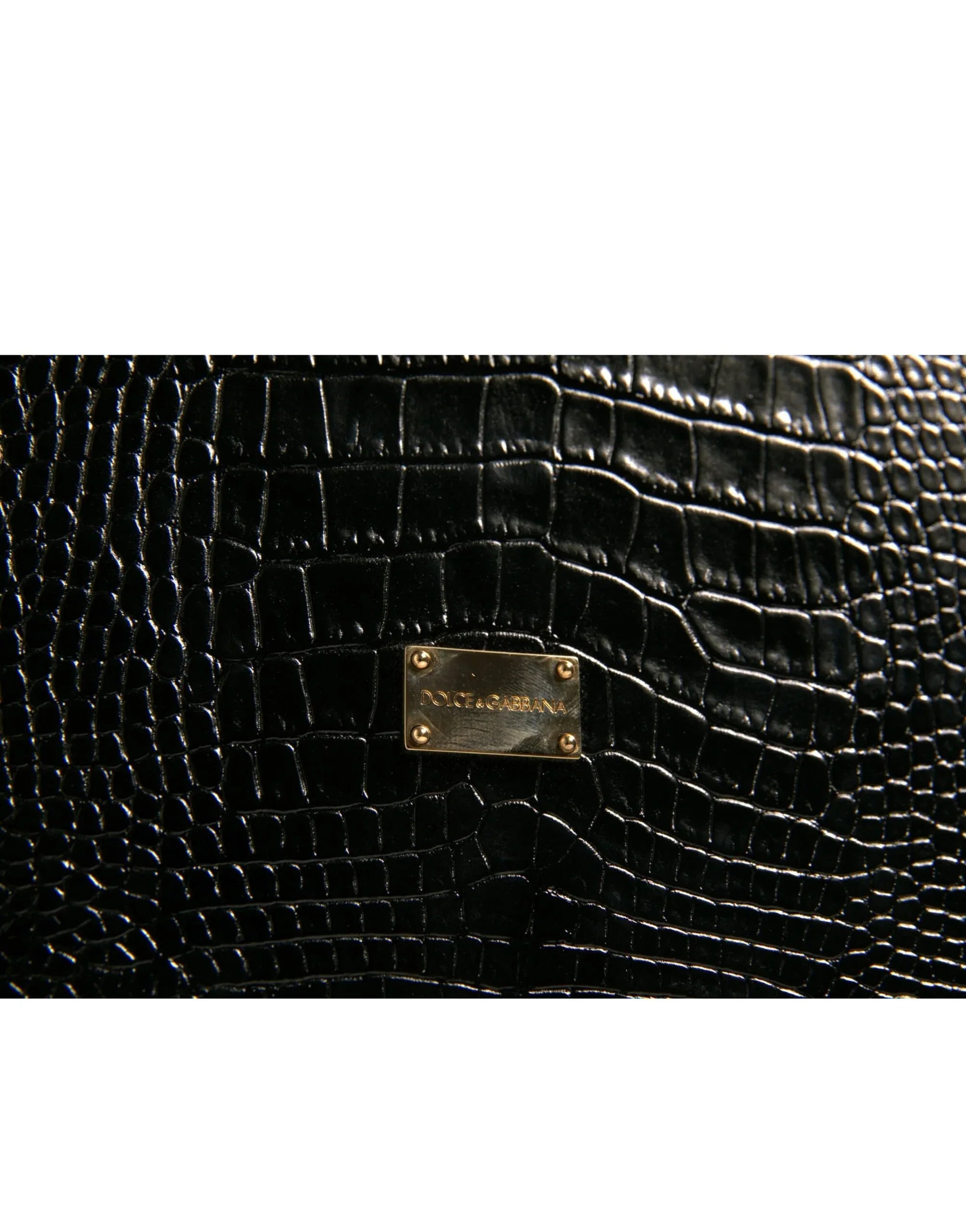 Dolce & Gabbana Elegant Black Leather Logo Plaque Holder Catalogue Case - Zeiniez