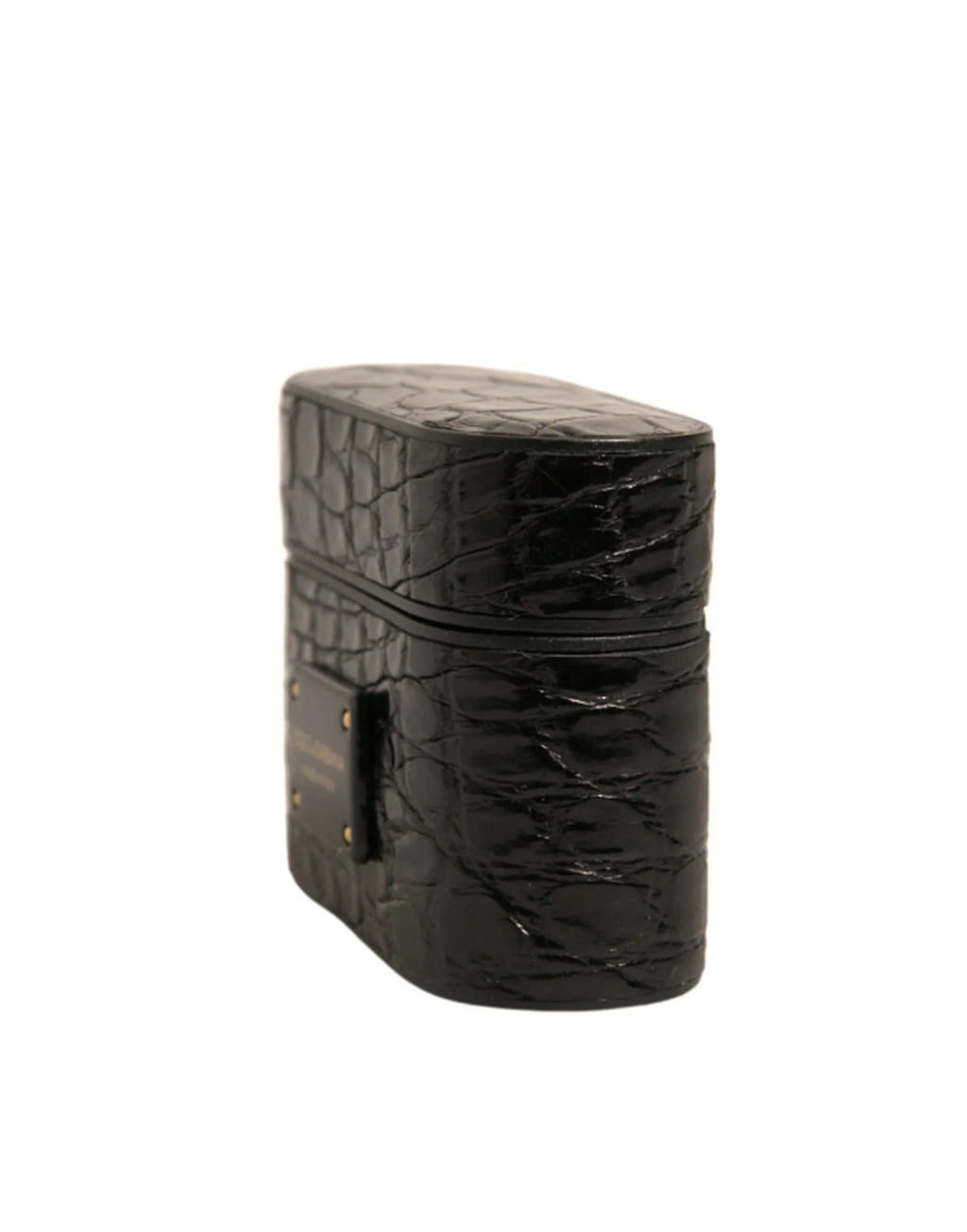 Dolce & Gabbana Black Leather Metal Logo Plaque Holder Airpods Case - Zeiniez