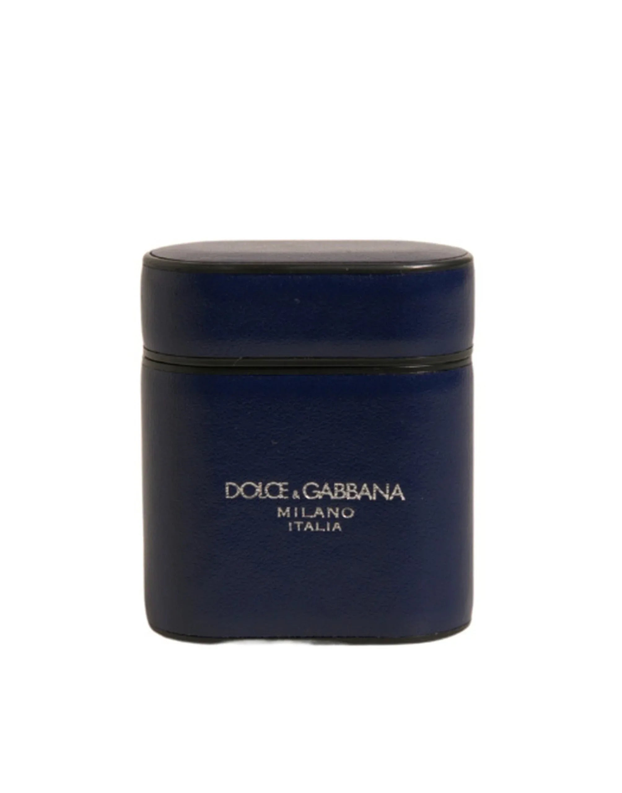 Dolce & Gabbana Blue Leather Logo Print Flip Holder Airpods Case - Zeiniez