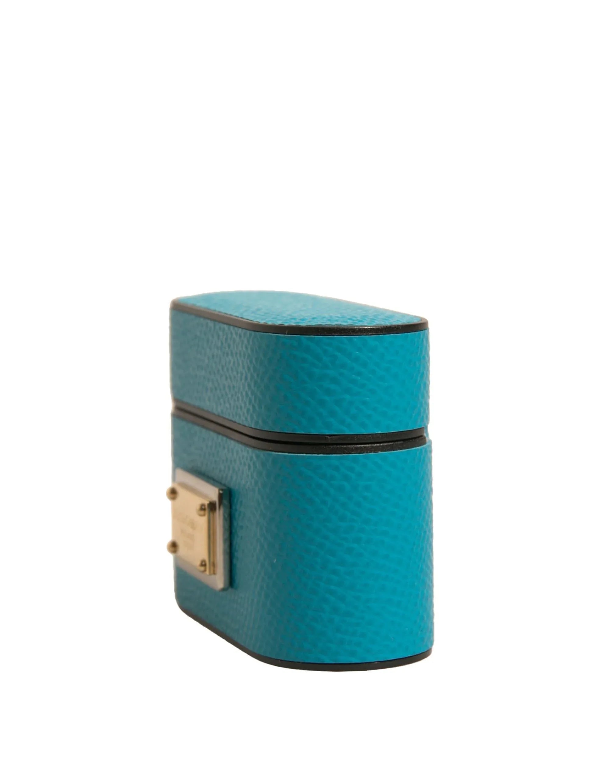 Dolce & Gabbana Green Leather Metal Logo Plaque Holder Airpods Case - Zeiniez