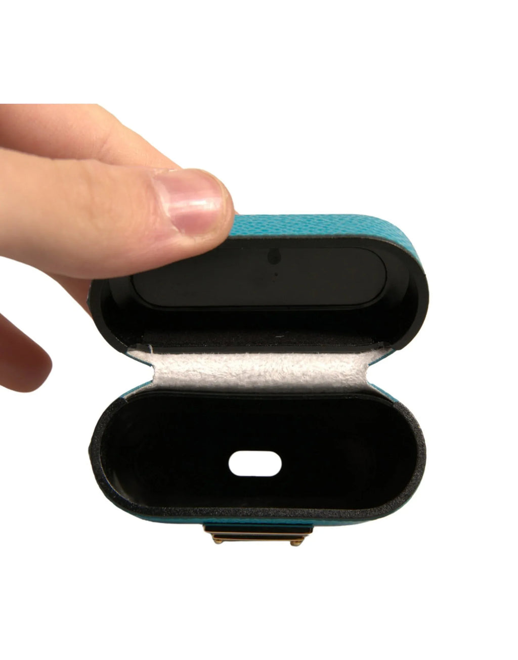 Dolce & Gabbana Green Leather Metal Logo Plaque Holder Airpods Case - Zeiniez