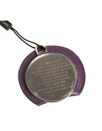 Dolce & Gabbana Purple Calfskin Leather Round Logo Hand Mirror Holder - Zeiniez