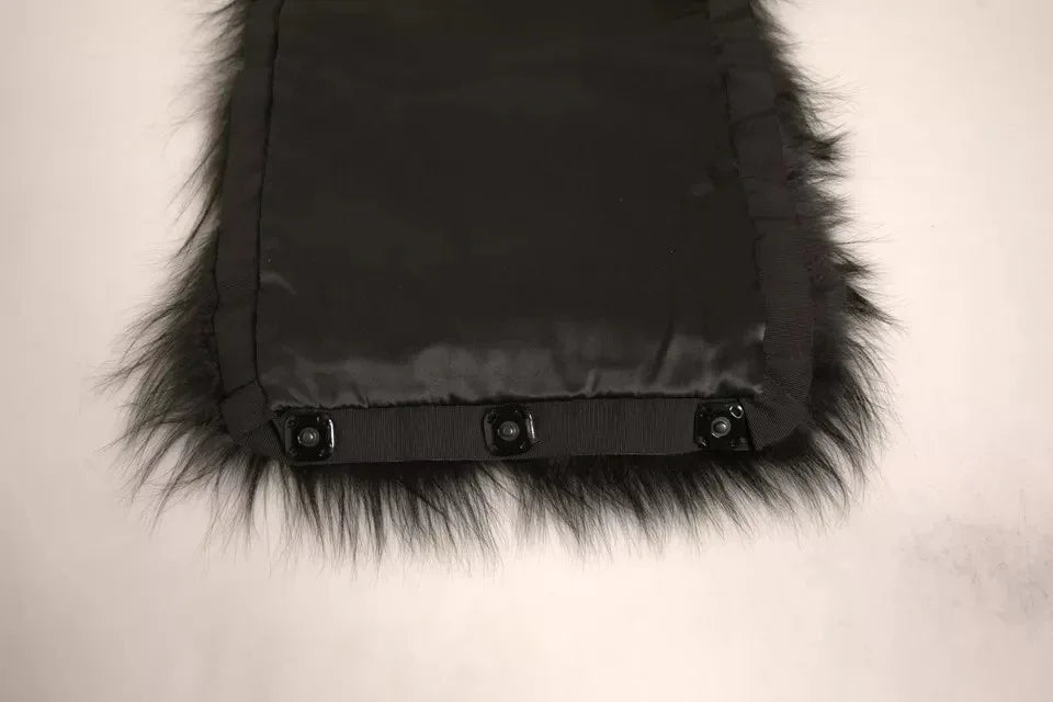 Dolce & Gabbana Black Fur Shoulder Collar Wrap Shawl Scarf - Zeiniez