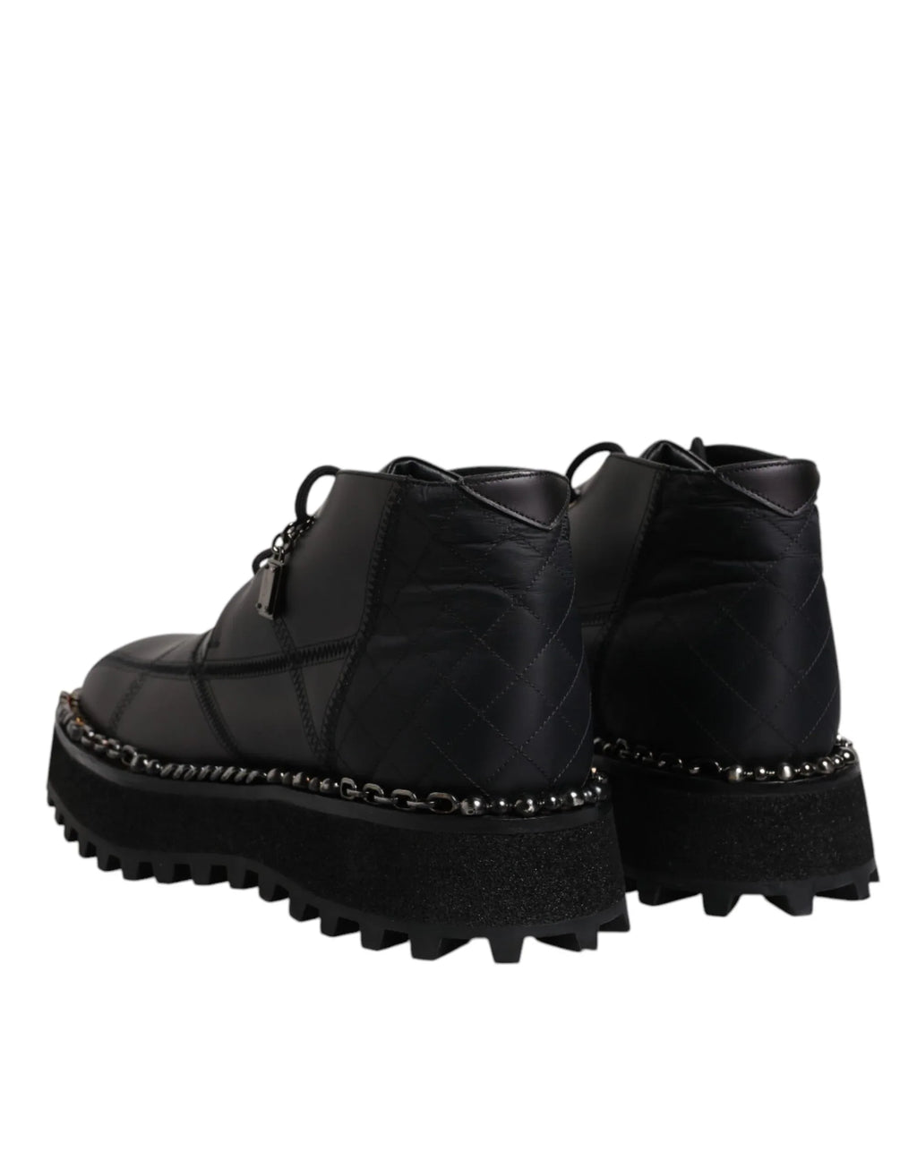Dolce & Gabbana Black Leather Lace Up Ankle Boots Shoes - Zeiniez