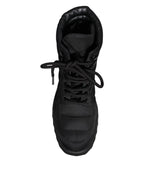 Dolce & Gabbana Black Padded Mid Calf Lace Up Boots Shoes - Zeiniez