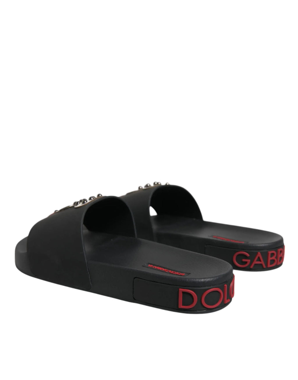 Dolce & Gabbana Black Leather Slides Sandals Beachwear Shoes - Zeiniez