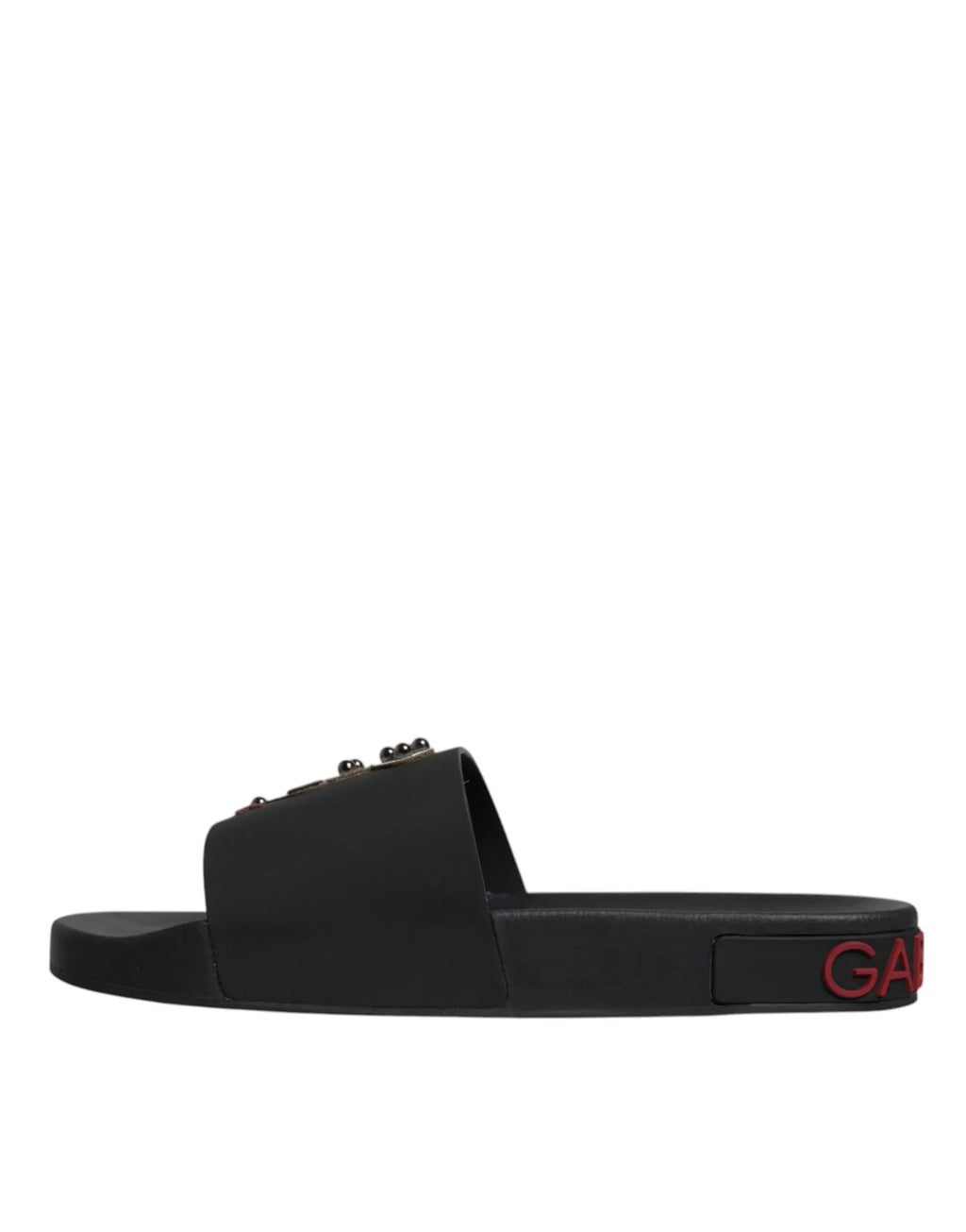 Dolce & Gabbana Black Leather Slides Sandals Beachwear Shoes - Zeiniez