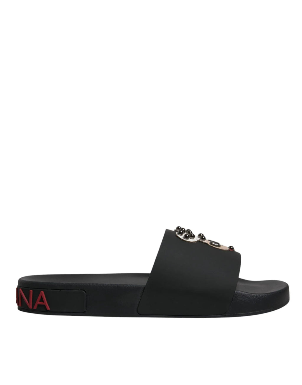 Dolce & Gabbana Black Leather Slides Sandals Beachwear Shoes - Zeiniez