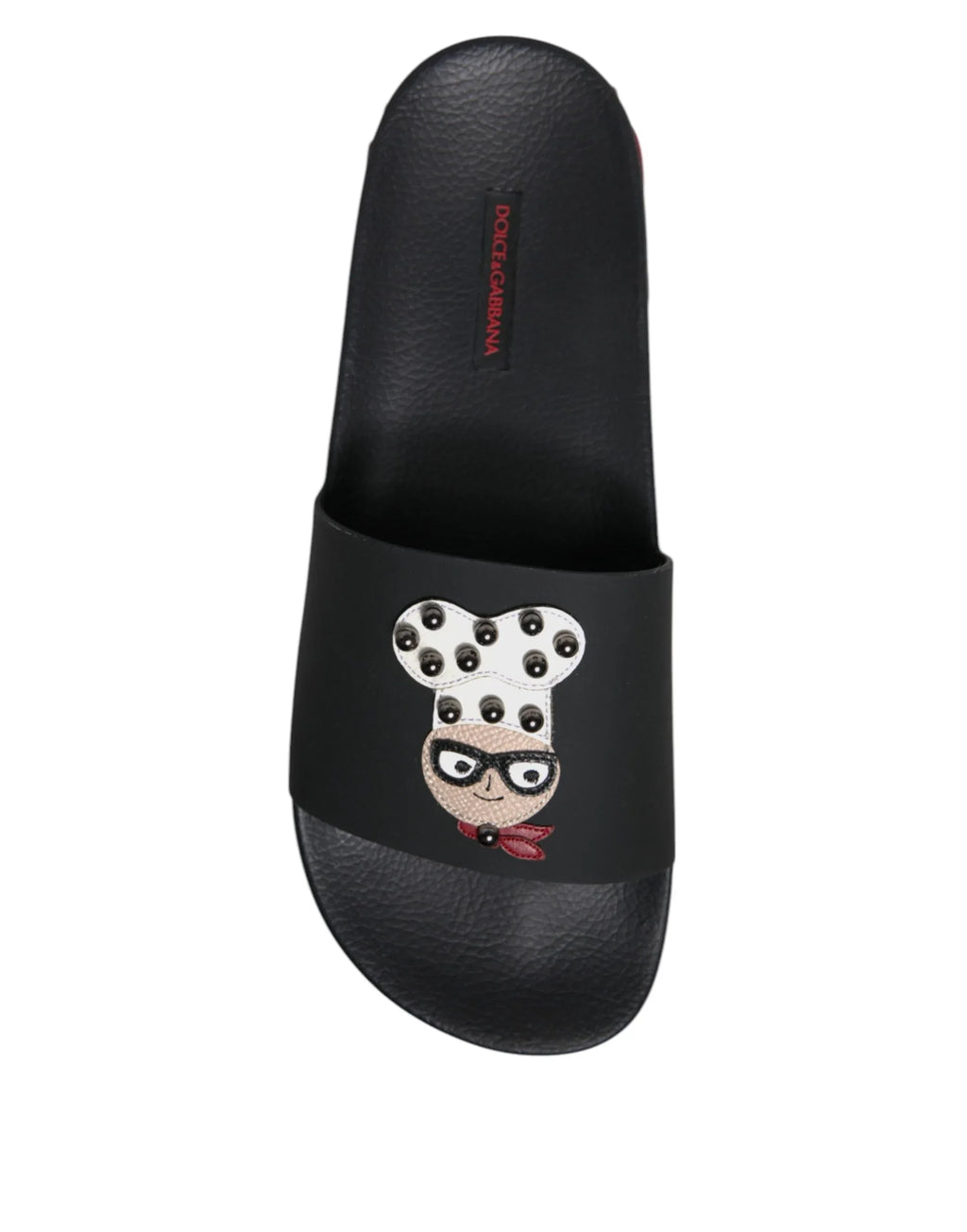 Dolce & Gabbana Black Leather Slides Sandals Beachwear Shoes - Zeiniez