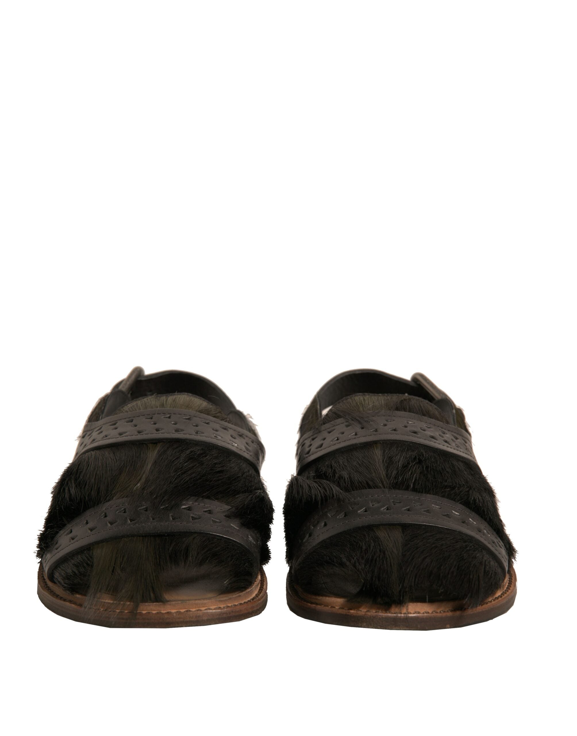 Dolce & Gabbana Green Gazelle Hair Leather Flats Sandals Shoes - Zeiniez