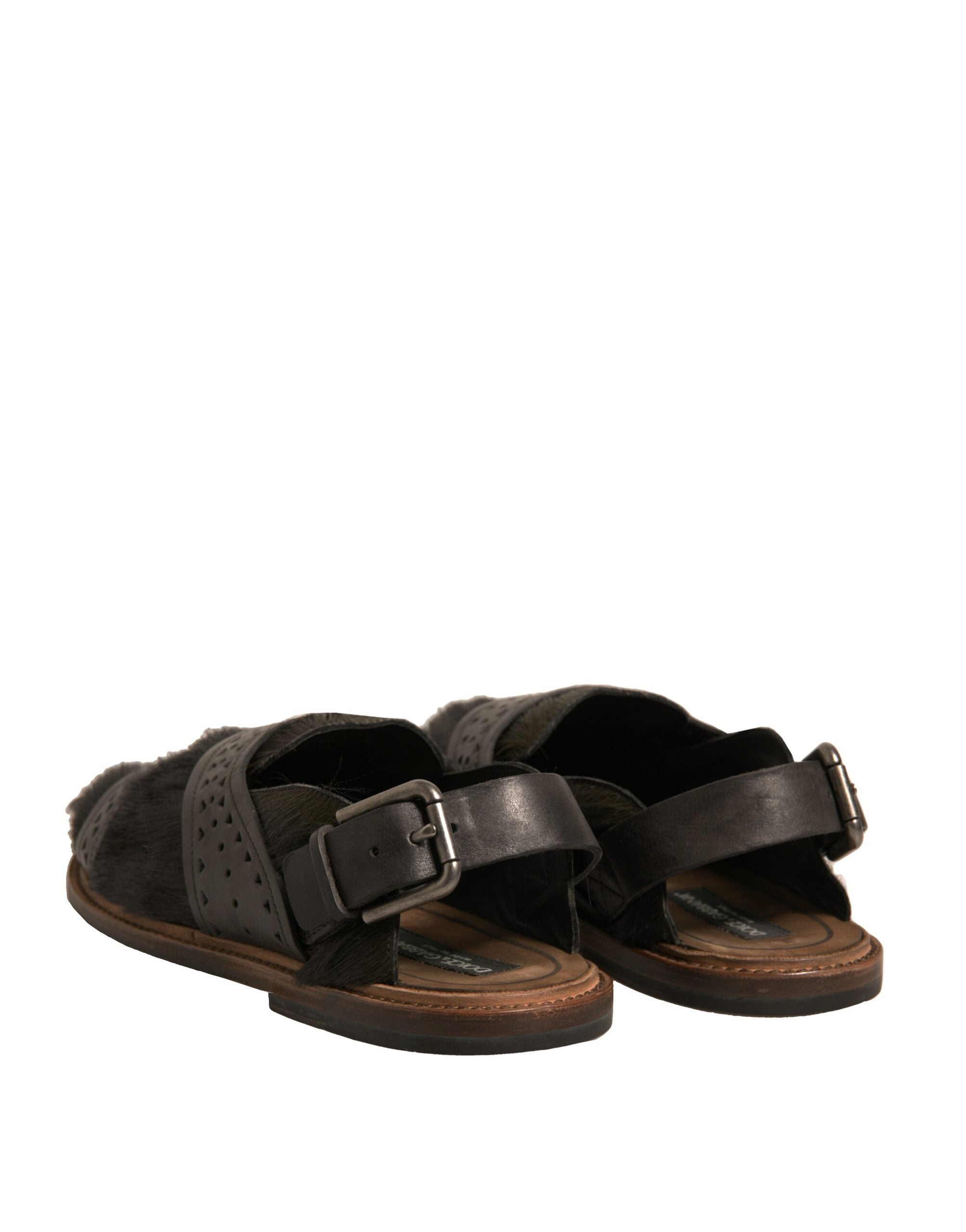 Dolce & Gabbana Green Gazelle Hair Leather Flats Sandals Shoes - Zeiniez