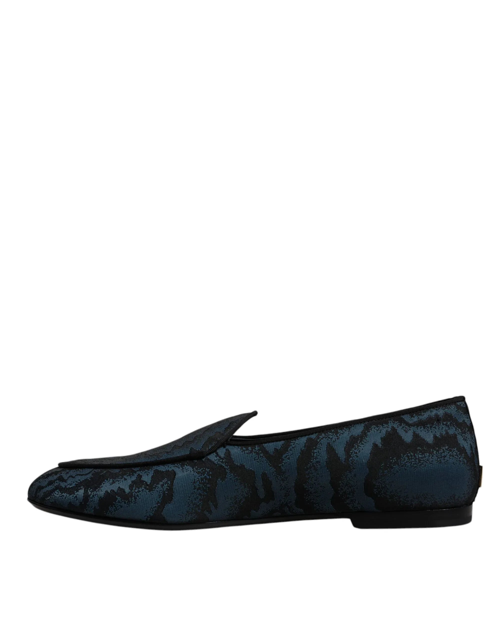 Dolce & Gabbana Blue Black Flats Men Loafers Dress Shoes - Zeiniez