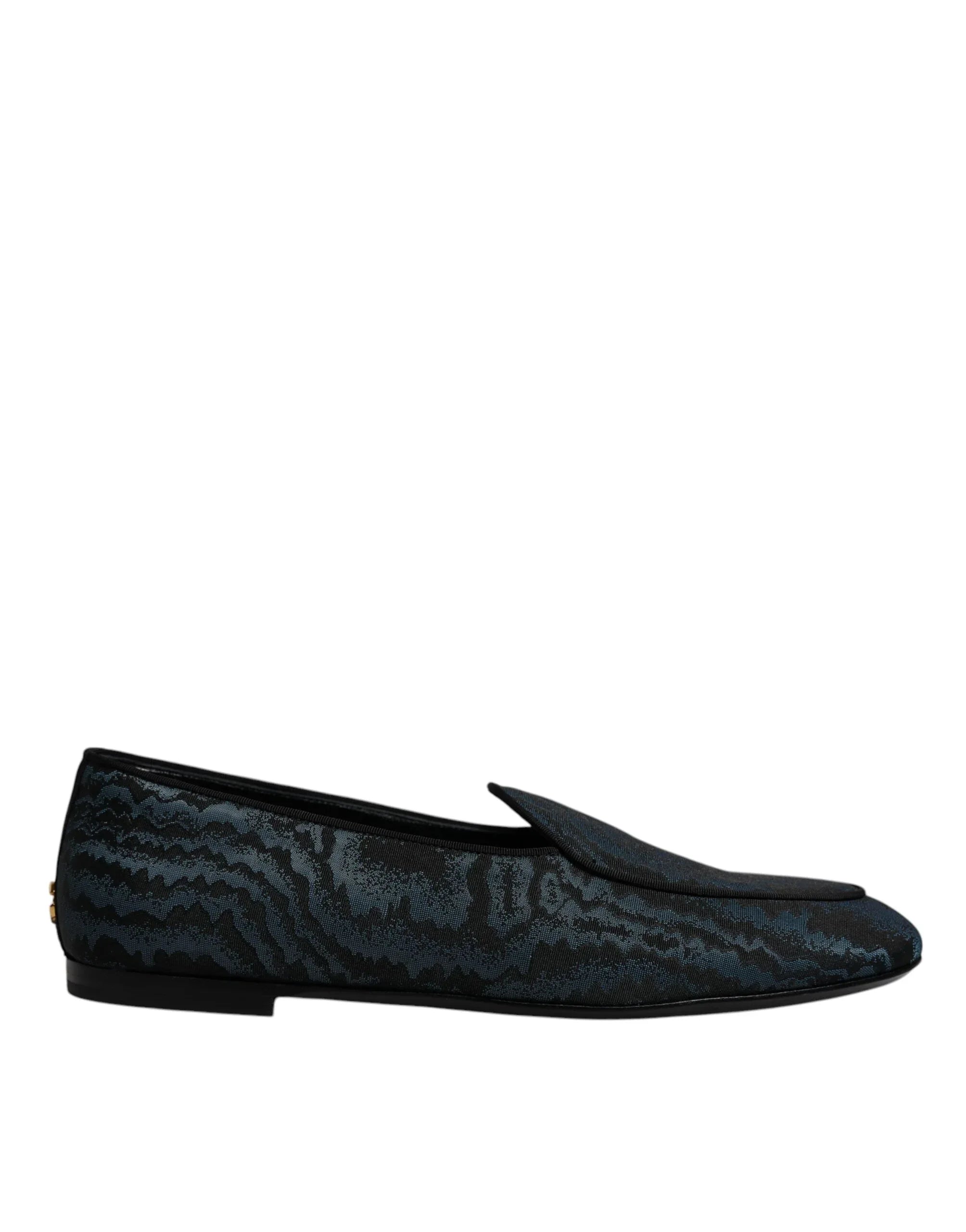 Dolce & Gabbana Blue Black Flats Men Loafers Dress Shoes - Zeiniez