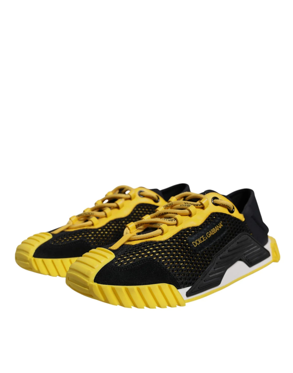 Dolce & Gabbana Black Yellow Low Top NS1 Sneakers Shoes - Zeiniez