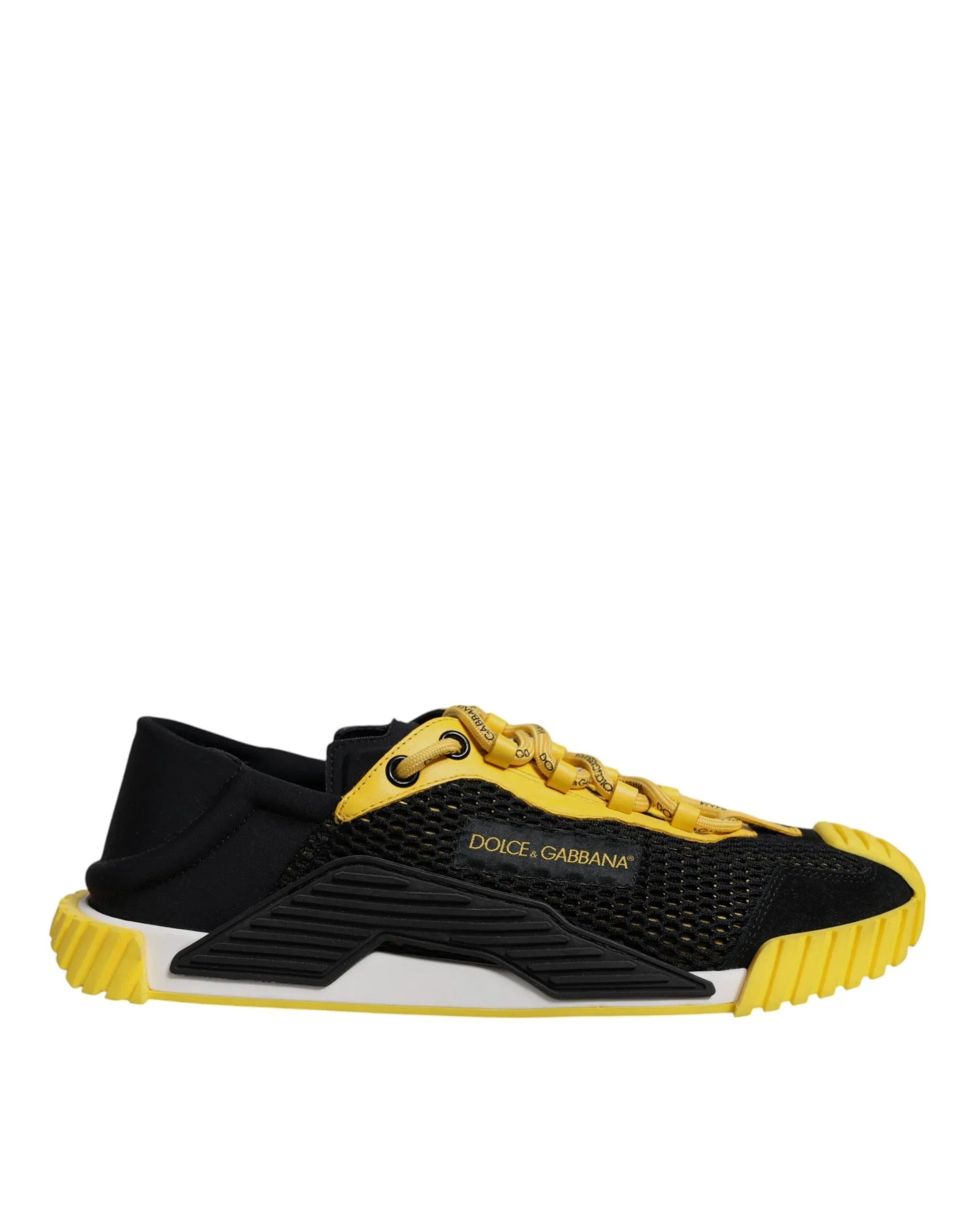 Dolce & Gabbana Black Yellow Low Top NS1 Sneakers Shoes - Zeiniez