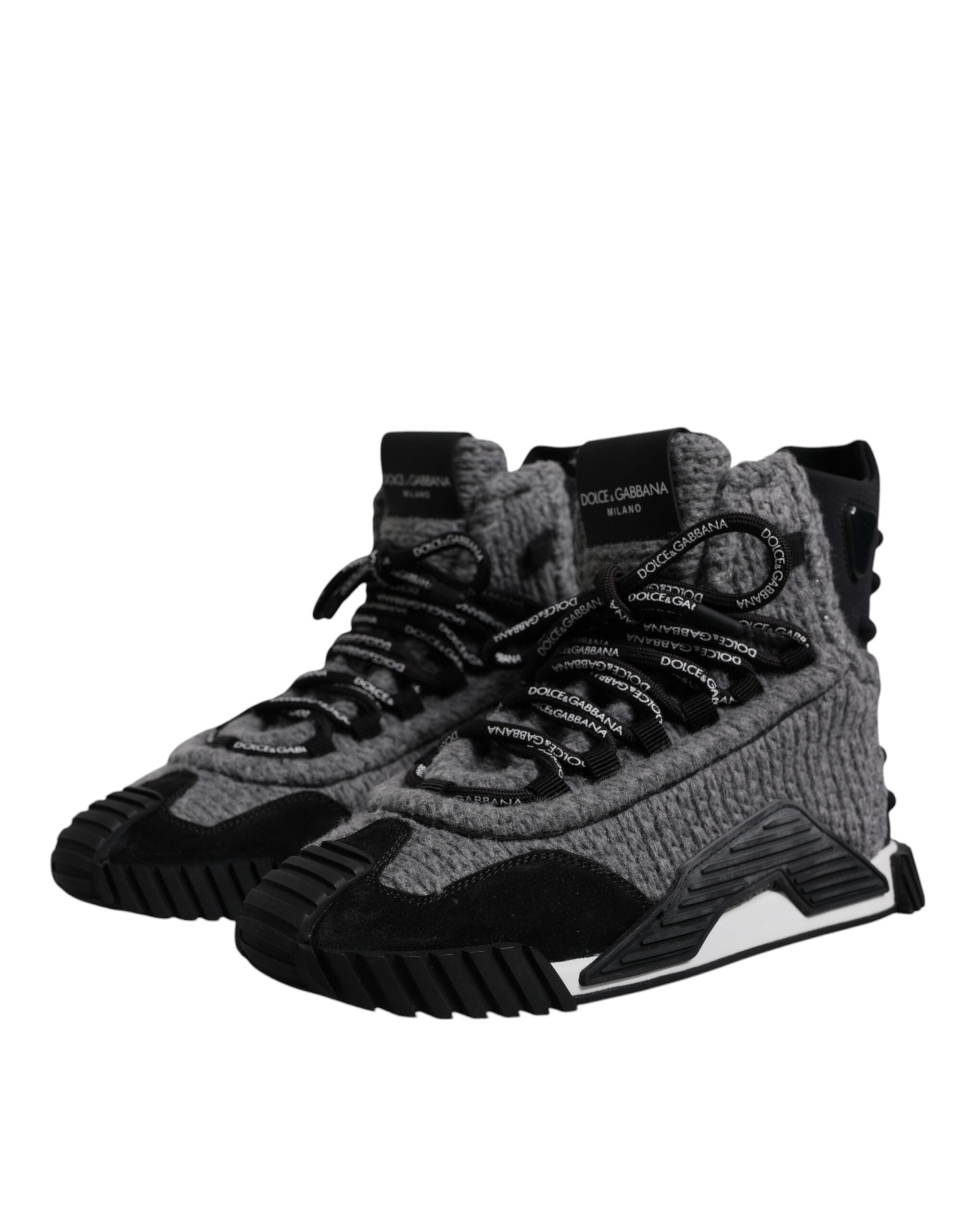 Dolce & Gabbana Gray Black NS1 High Top Boots Sneakers Shoes - Zeiniez