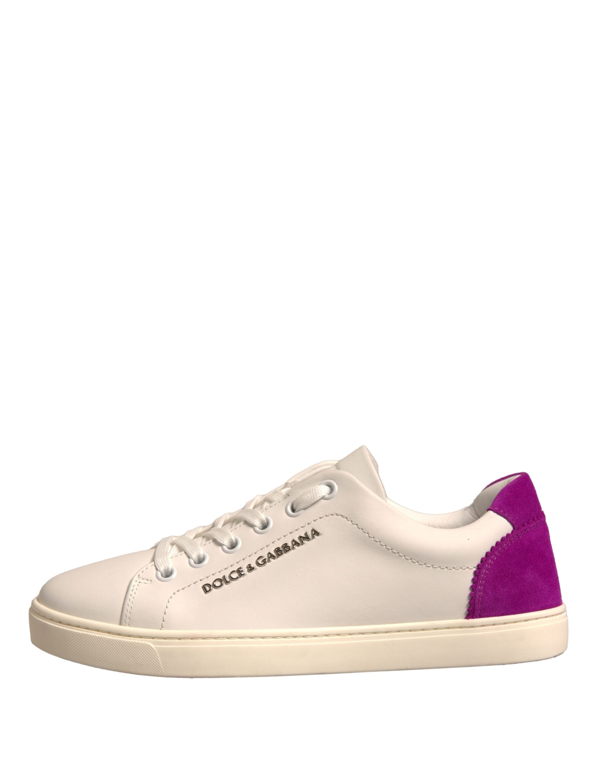 Dolce & Gabbana White Suede Leather Low Top Sneakers Shoes - Zeiniez
