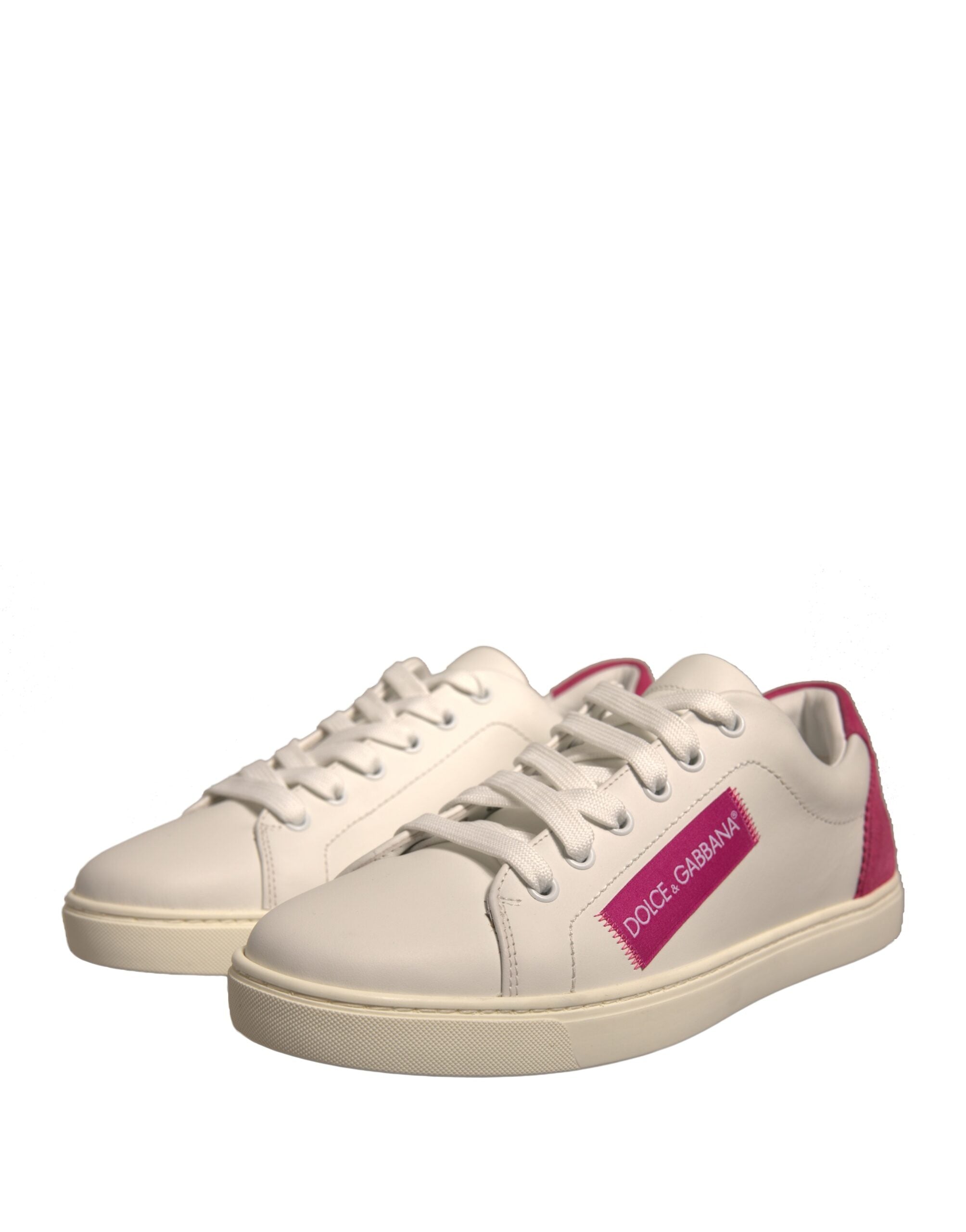 Dolce & Gabbana White Suede Leather Low Top Sneakers Shoes - Zeiniez