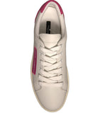 Dolce & Gabbana White Suede Leather Low Top Sneakers Shoes - Zeiniez