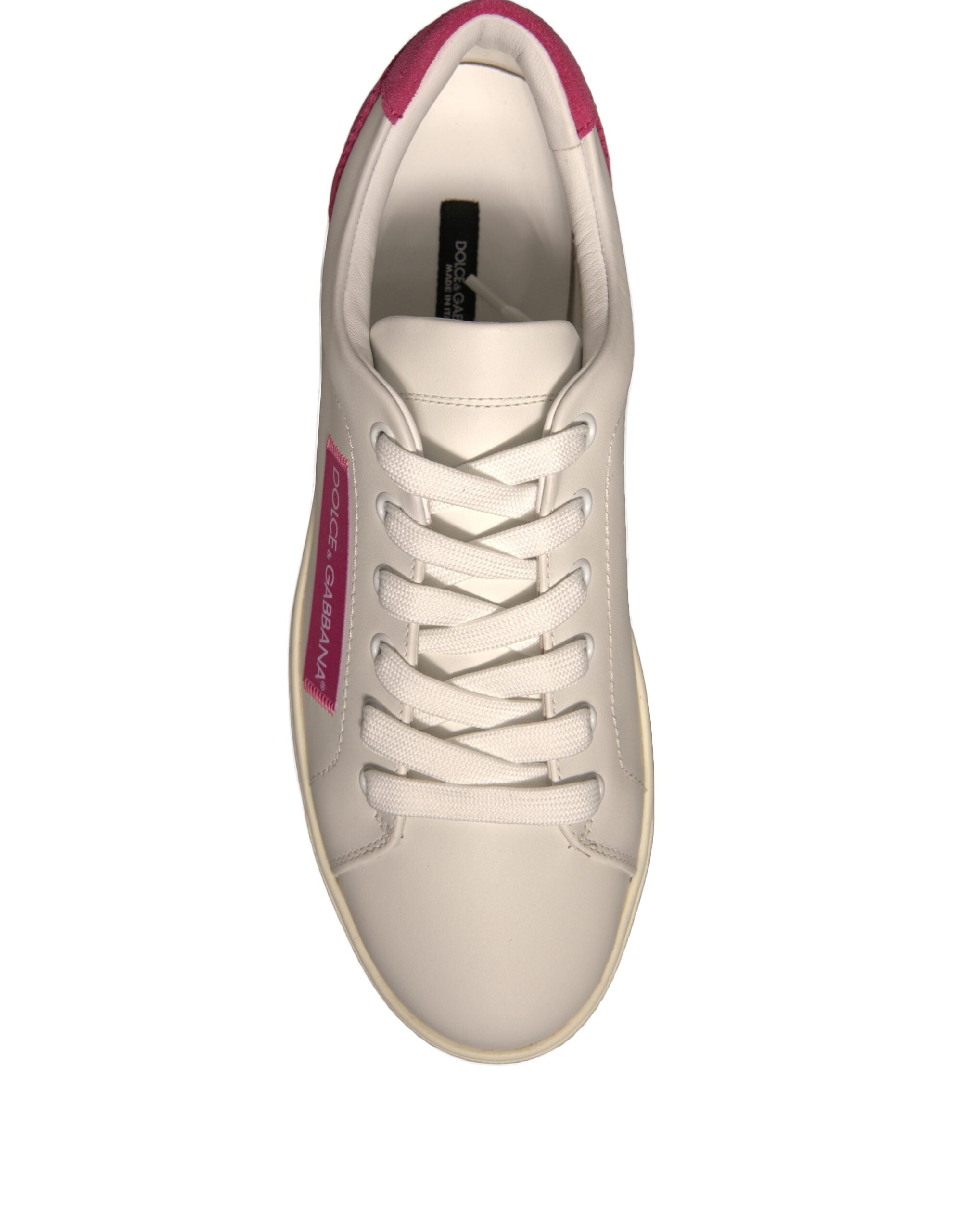 Dolce & Gabbana White Suede Leather Low Top Sneakers Shoes - Zeiniez