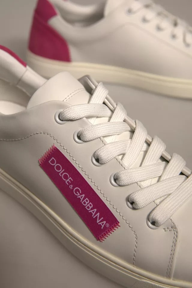 Dolce & Gabbana White Suede Leather Low Top Sneakers Shoes - Zeiniez