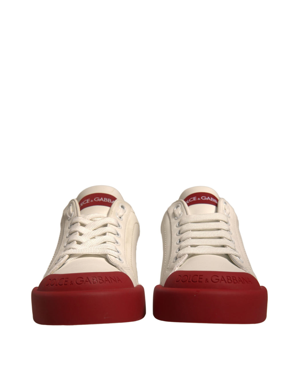 Dolce & Gabbana Shoes White Leather Logo Portofino Sneakers - Zeiniez
