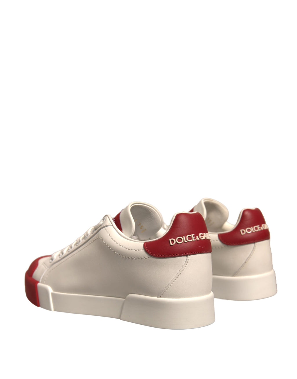 Dolce & Gabbana Shoes White Leather Logo Portofino Sneakers - Zeiniez