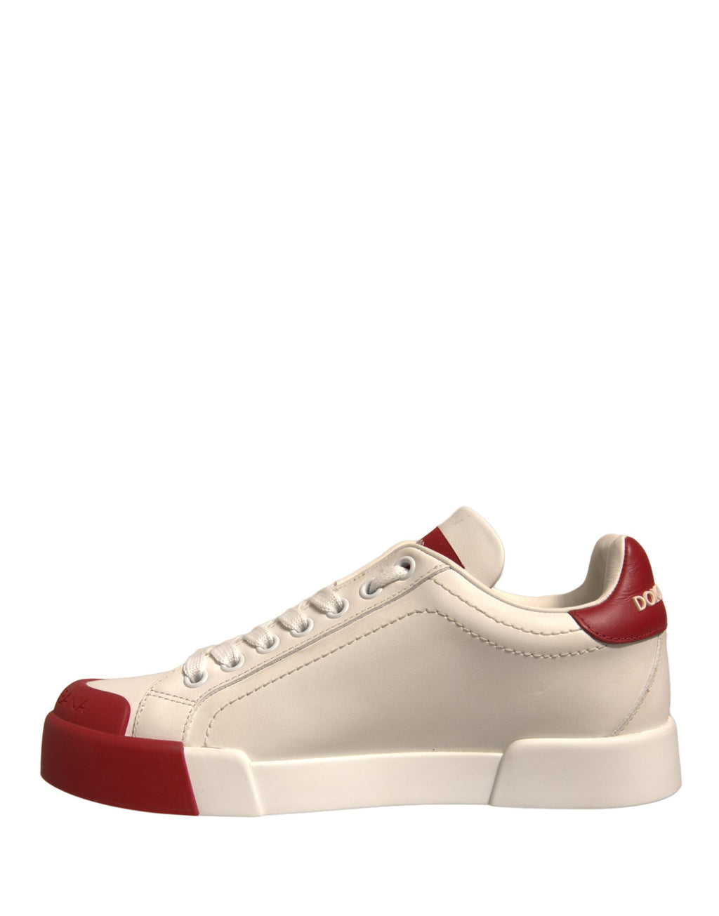 Dolce & Gabbana Shoes White Leather Logo Portofino Sneakers - Zeiniez