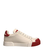 Dolce & Gabbana Shoes White Leather Logo Portofino Sneakers - Zeiniez