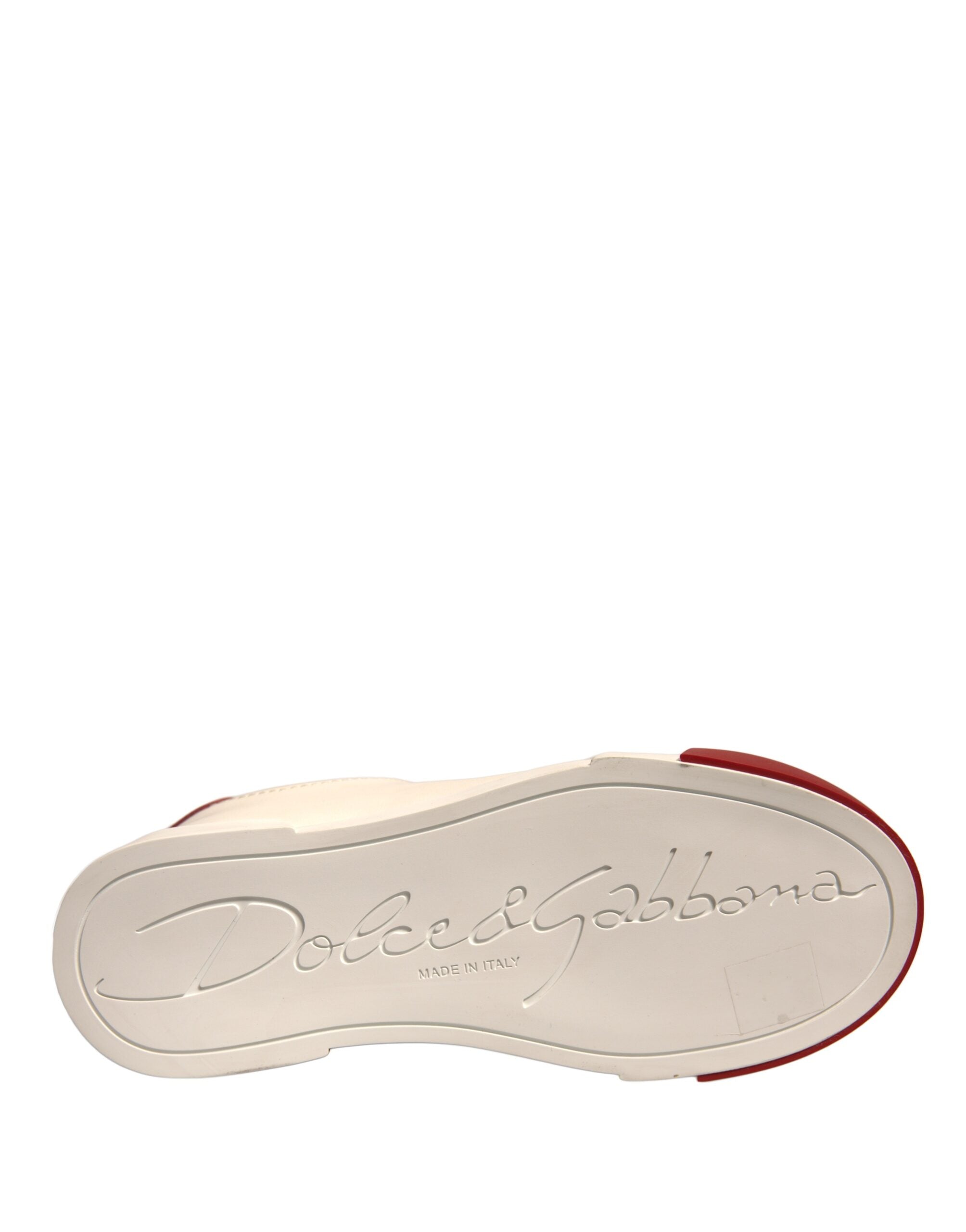 Dolce & Gabbana Shoes White Leather Logo Portofino Sneakers - Zeiniez