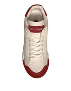 Dolce & Gabbana Shoes White Leather Logo Portofino Sneakers - Zeiniez