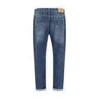 Brunello Cucinelli Blue Cotton Straight-Leg Jeans - Zeiniez