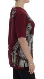 Dolce & Gabbana Red Knight Print Silk Blouse T-shirt - Zeiniez