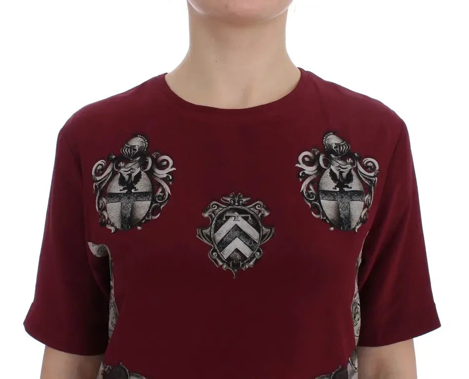 Dolce & Gabbana Red Knight Print Silk Blouse T-shirt - Zeiniez