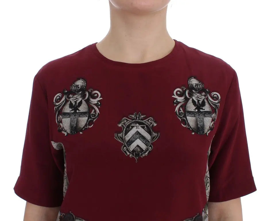 Dolce & Gabbana Red Knight Print Silk Blouse T-shirt Dolce & Gabbana
