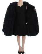 Dolce & Gabbana Black Goat Fur Shearling Long Jacket Coat - Zeiniez