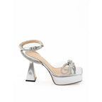MACH & MACH Gray Leather Platform Sandals - Zeiniez
