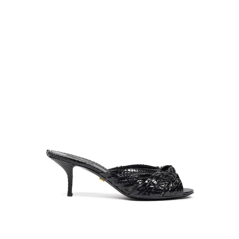 Dolce & Gabbana Black Snake Skin Platform Sandals - Zeiniez