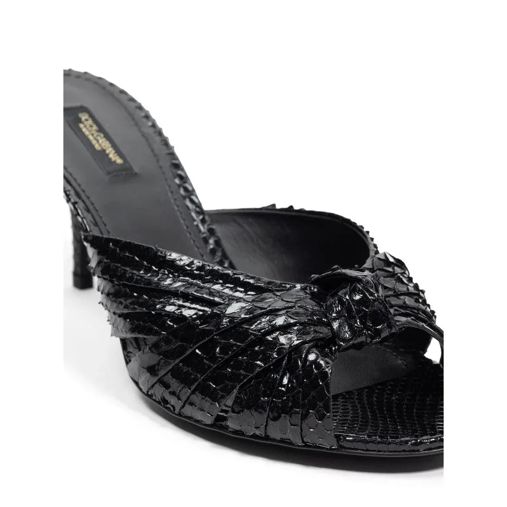 Dolce & Gabbana Black Snake Skin Platform Sandals - Zeiniez
