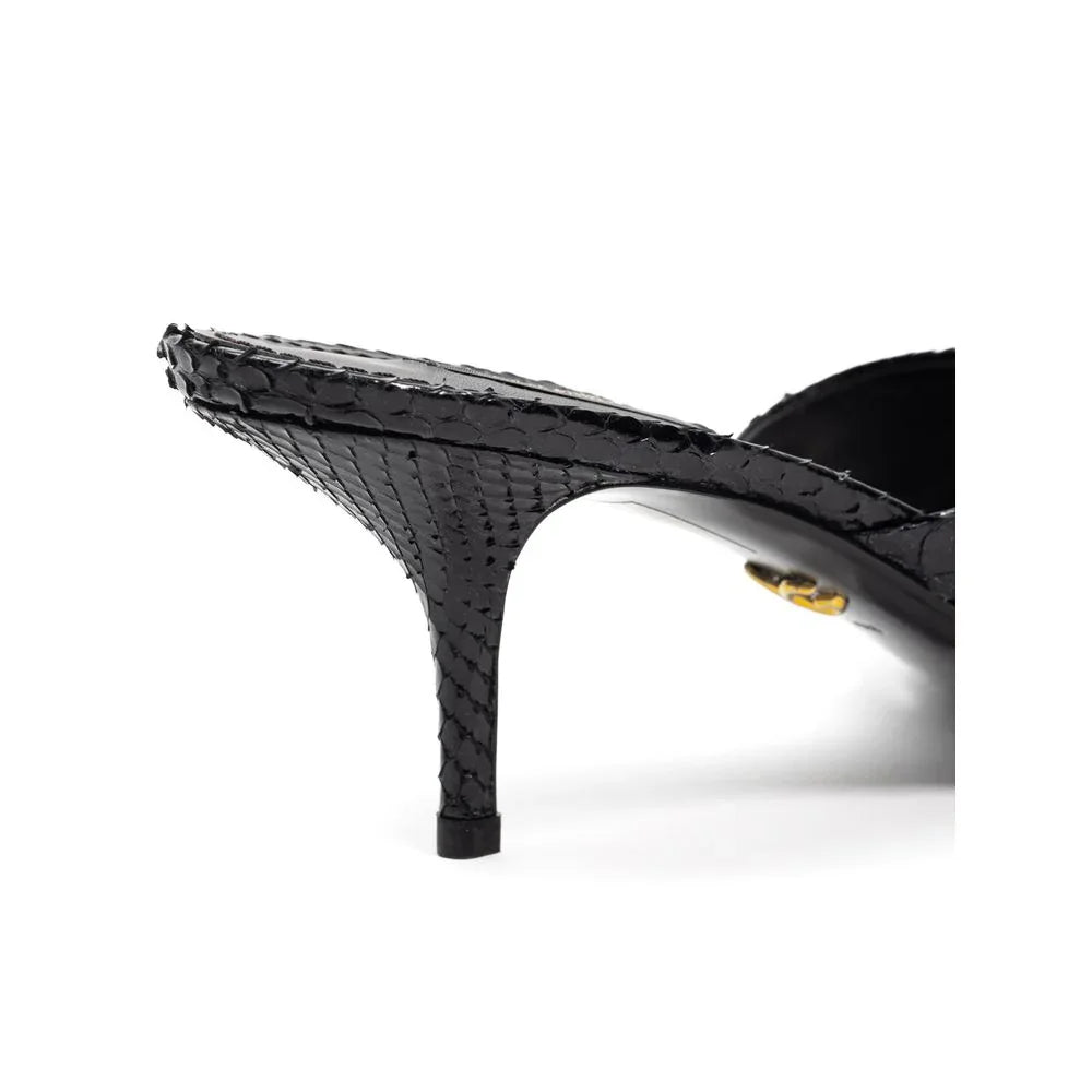 Dolce & Gabbana Black Snake Skin Platform Sandals - Zeiniez