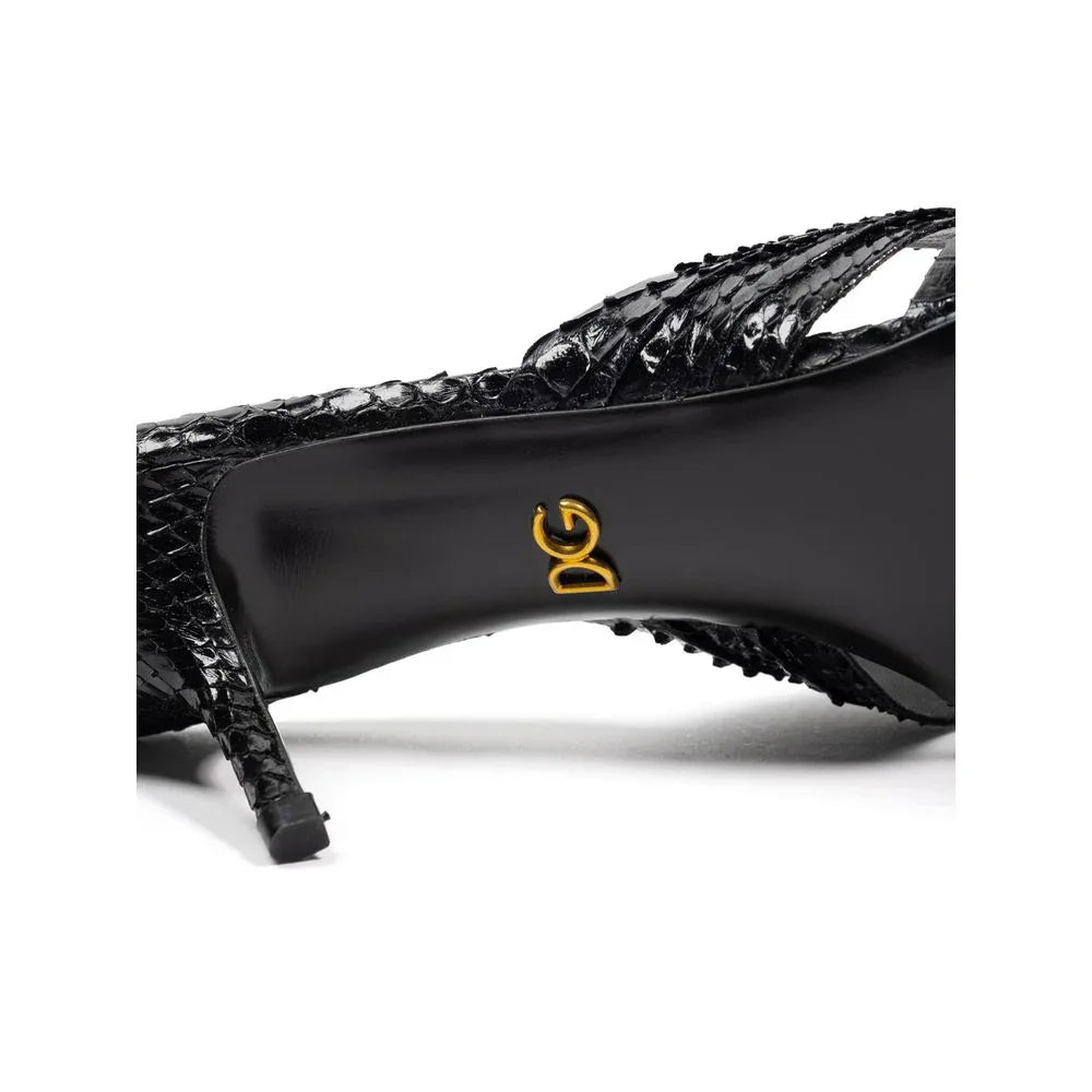Dolce & Gabbana Black Snake Skin Platform Sandals - Zeiniez