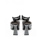 MACH & MACH Black Leather Stiletto Heel Sandals - Zeiniez
