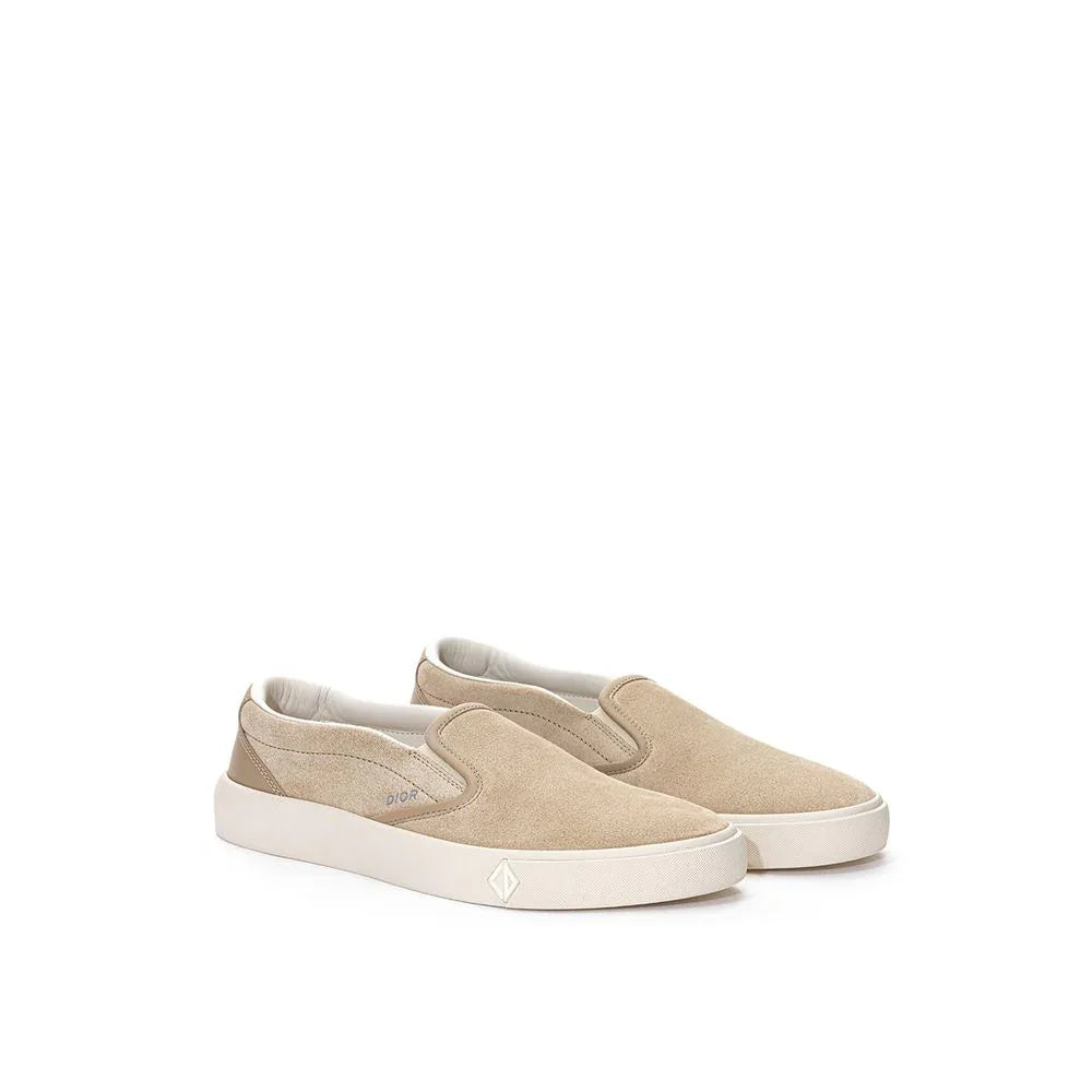 Dior Beige Leather Slip-On Loafers - Zeiniez