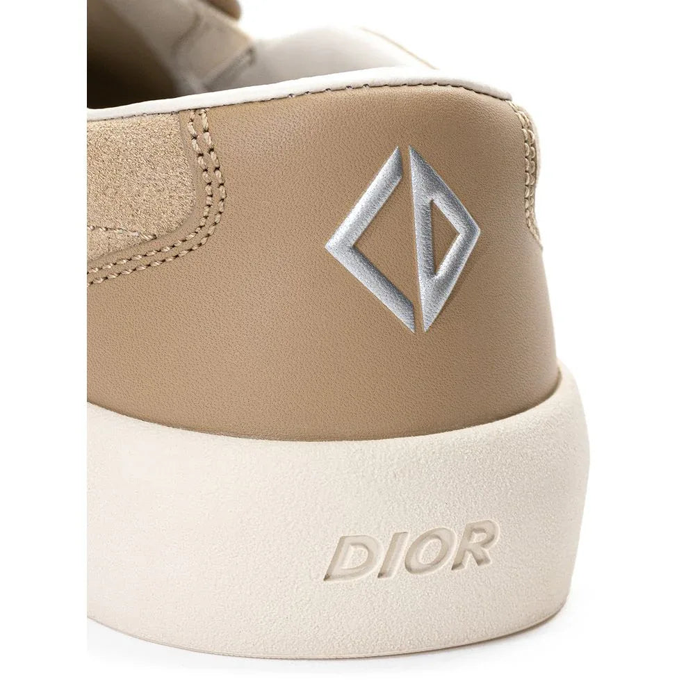 Dior Beige Leather Slip-On Loafers - Zeiniez