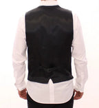 Dolce & Gabbana Gray Striped Wool Single Breasted Vest Dolce & Gabbana