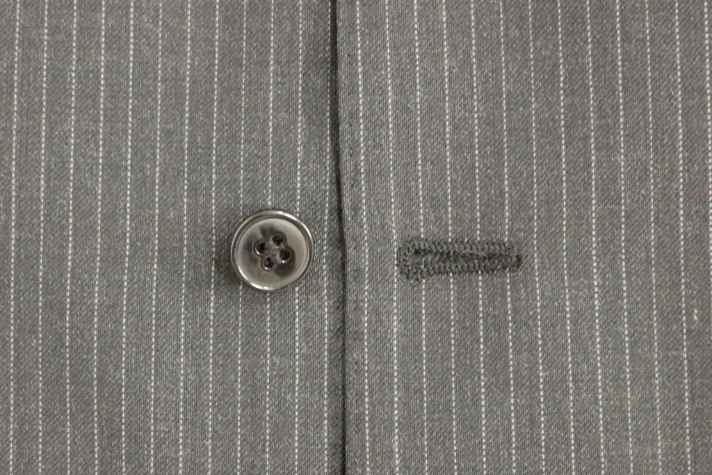 Dolce & Gabbana Gray Striped Wool Single Breasted Vest Dolce & Gabbana
