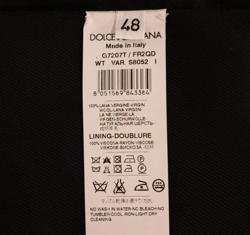 Dolce & Gabbana Gray Striped Wool Single Breasted Vest Dolce & Gabbana