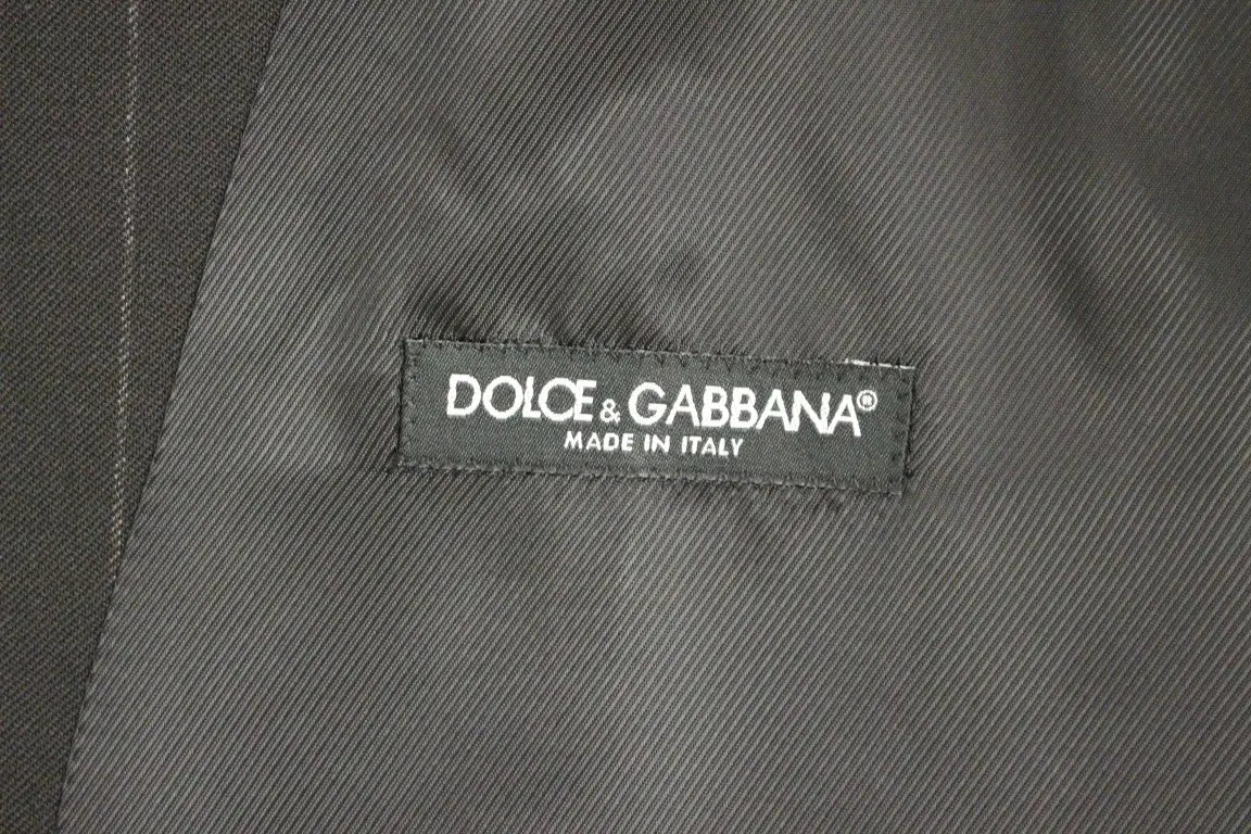 Dolce & Gabbana Black Striped Wool Logo Vest Dolce & Gabbana
