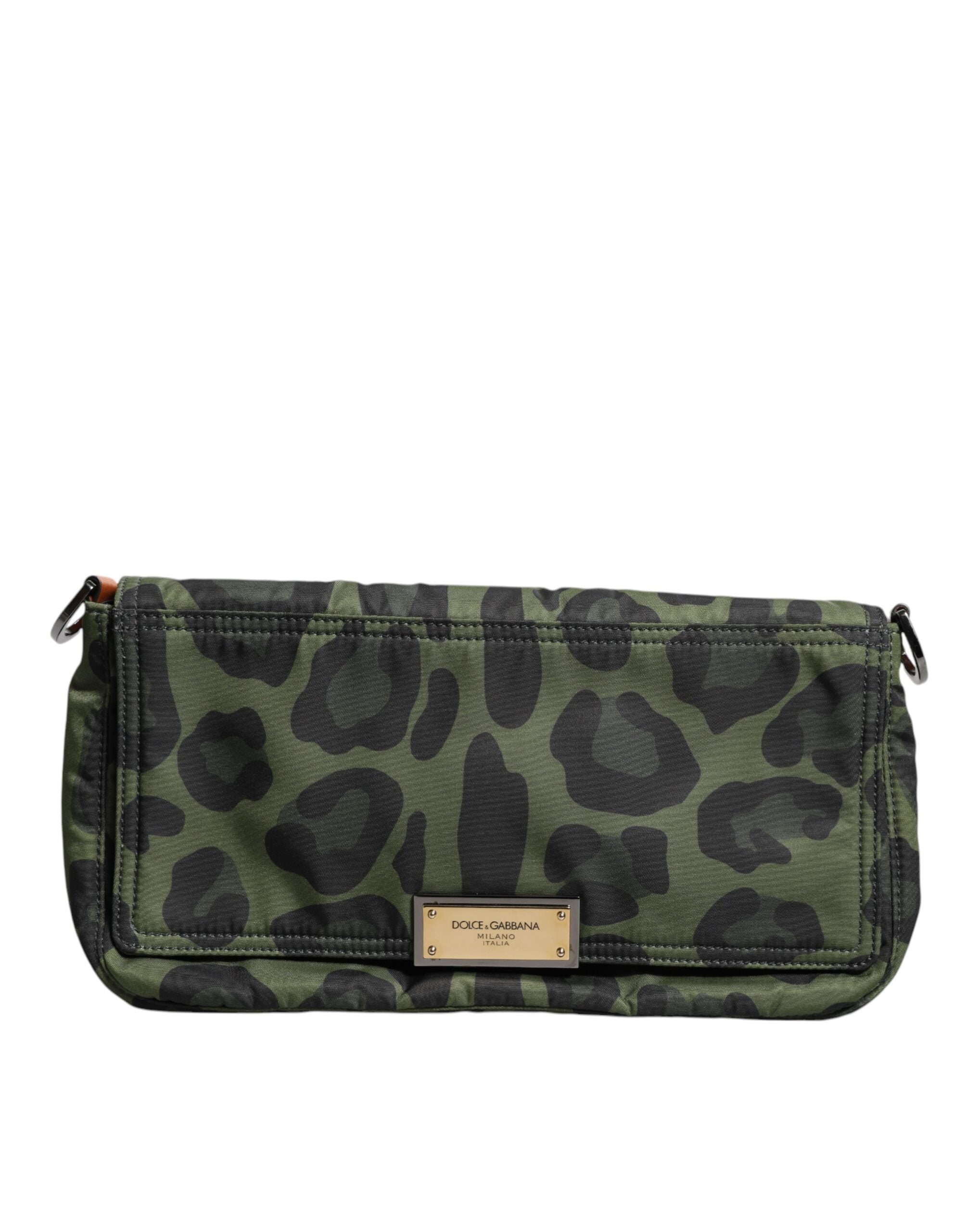 Dolce & Gabbana Green Nylon Leopard Print Shell Messenger Crossbody Bag - Zeiniez